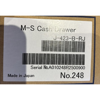 LOT OF 2 M-S CASH DRAWER CORPORATION SMART SERIES J-423-B-RJ W/ CABLE AND PAPER