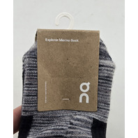 ON CLOUD EXPLORER MERINO MENS HIKING SOCKS BLACK/GLACIER XL CREW CUT