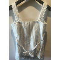 REFORMATION WOMENS VIOLA LINEN SWAN STRIPE BLOUSE SIZE 8 1317270SPW008