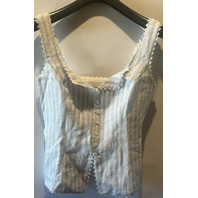 REFORMATION WOMENS VIOLA LINEN SWAN STRIPE BLOUSE SIZE 8 1317270SPW008