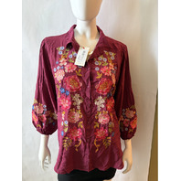 JOHNNY WAS WOMEN'S SEREN SHIRT COLOR RHODODEN C15625 SZ LARGE L