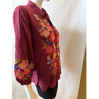 JOHNNY WAS WOMEN'S SEREN SHIRT COLOR RHODODEN C15625 SZ LARGE L
