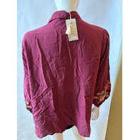 JOHNNY WAS WOMEN'S SEREN SHIRT COLOR RHODODEN C15625 SZ LARGE L