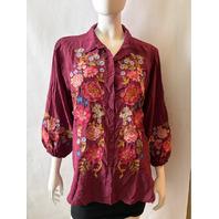 JOHNNY WAS WOMEN'S SEREN SHIRT COLOR RHODODEN C15625 SZ LARGE L