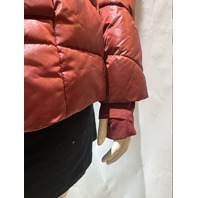 MICHAEL KORS WOMEN'S FAUX FUR TRIM BELTED PUFFER JACKET COLOR CHERRY SIZE XS