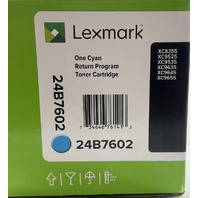 GENUINE LEXMARK 24B7602 ONE CYAN RETURN PROGRAM TONER CARTRIDGE