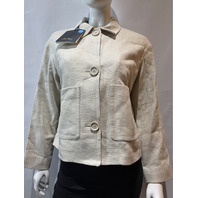 S MAX MARA WOMEN'S STRETCH LINEN COTTON JACKET IN IVORY SMM DATTERO SZ 8 SAMPLE