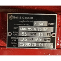 BELL & GOSSETT SERIES E-60 4.75 BF 1.5X6.25 .75HP 1800 IN-LINE CENTRIFUGAL PUMP