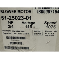 PROTECH K55HXDPZ-7023 51-25023-01 3/4HP 115V 1075RPM 4 SPEED BLOWER MOTOR