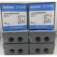 LOT OF 6 CENTAUR 0278-8464 WI TGB75/5 2 GANG WEATHERPROOF BOX 5 HOLE 3/4" GRAY