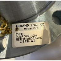BELL GOSSETT GERAND K-1000-6 FIRE PUMP TEST METER W 6" 743 FLANGE FLOWMETER