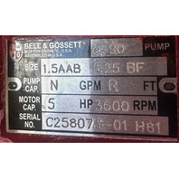 BELL & GOSSETT E-90 6203-2RS-J/C3 56J 5HP 1.5AAB FB53 3450RPM 208-230/460V  PUMP