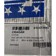 CRAGAR 61C573440 15X6 OS=0 BS=4 CB=3.579 5x4.75 SS CHROME