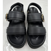 MONCLER BELL BUCKLE SANDALS M3538 WOMENS LEATHER SANDALS 39 EU 8.5 US BLACK