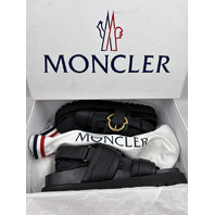 MONCLER BELL BUCKLE SANDALS M3538 WOMENS LEATHER SANDALS 39 EU 8.5 US BLACK