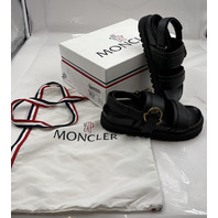 MONCLER BELL BUCKLE SANDALS M3538 WOMENS LEATHER SANDALS 39 EU 8.5 US BLACK