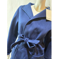 MAX MARA WOMEN'S CAMEL WRAP COAT CASHMERE MXM EDILE CHINA BLUE SZ 8 NWT SAMPLE