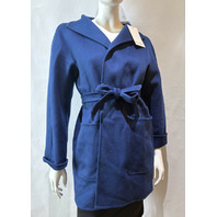 MAX MARA WOMEN'S CAMEL WRAP COAT CASHMERE MXM EDILE CHINA BLUE SZ 8 NWT SAMPLE