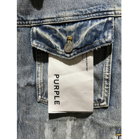 PURPLE BRAND LIGHT INDIGO PAINT SPLATTER DENIM JACKET P055-JLIA526 SIZE LARGE L