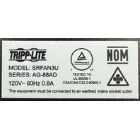 TRIPP LITE SRFAN3U SMARTRACK 3U 120V 3 FAN PANEL 5 HIGH PERFORMANCE FANS