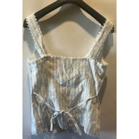 REFORMATION WOMENS VIOLA LINEN SWAN STRIPE BLOUSE SIZE 10 1317270SPW010
