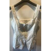 REFORMATION WOMENS VIOLA LINEN SWAN STRIPE BLOUSE SIZE 10 1317270SPW010