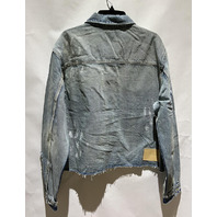 PURPLE BRAND PAINT SPLATTER LIGHT INDIGO DENIM JACKET P055-JLIA526 SIZE LARGE L