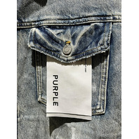 PURPLE BRAND PAINT SPLATTER LIGHT INDIGO DENIM JACKET P055-JLIA526 SIZE LARGE L