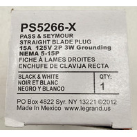 BOX OF 10 PASS & SEYMOUR LEGRAND PS5266-X STRAIGHT BLADE PLUG 15A 125V