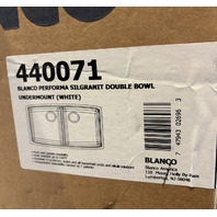 BLANCO PERFORMA SILGRANIT 440071 DOUBLE BOWL UNDERMOUNT SINK IN WHITE 33"