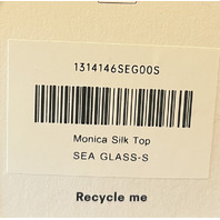 REFORMATION WOMENS MONICA SEA GLASS SILK TOP SIZE SMALL 1314146SEG00S