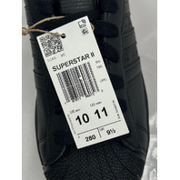 ADIDAS SUPERSTAR II JI0081 ALL BLACK SUPERSTAR SNEAKERS SIZE 10 MENS