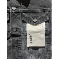 PURPLE BRAND MENS OVERDYED BLACK REPAIR DENIM JACKET P056-JBLR526 SZ SMALL S NWT