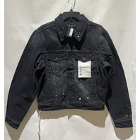 PURPLE BRAND MENS OVERDYED BLACK REPAIR DENIM JACKET P056-JBLR526 SZ SMALL S NWT