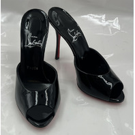 CHRISTIAN LOUBOUTIN ME DOLLY 100 BLACK PATENT MULES 1221318 B439 W51 SIZE 37 7US