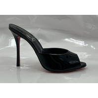 CHRISTIAN LOUBOUTIN ME DOLLY 100 BLACK PATENT MULES 1221318 B439 W51 SIZE 37 7US