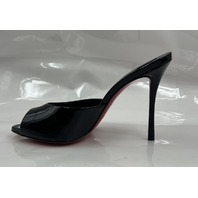CHRISTIAN LOUBOUTIN ME DOLLY 100 BLACK PATENT MULES 1221318 B439 W51 SIZE 37 7US