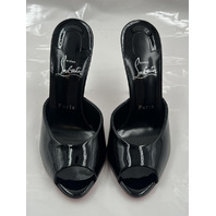 CHRISTIAN LOUBOUTIN ME DOLLY 100 BLACK PATENT MULES 1221318 B439 W51 SIZE 37 7US