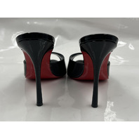 CHRISTIAN LOUBOUTIN ME DOLLY 100 BLACK PATENT MULES 1221318 B439 W51 SIZE 37 7US