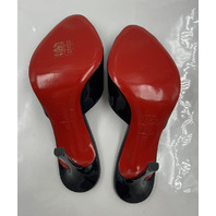 CHRISTIAN LOUBOUTIN ME DOLLY 100 BLACK PATENT MULES 1221318 B439 W51 SIZE 37 7US