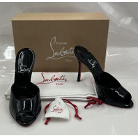 CHRISTIAN LOUBOUTIN ME DOLLY 100 BLACK PATENT MULES 1221318 B439 W51 SIZE 37 7US