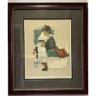 NORMAN ROCKWELL AIRPLANE RIDE/FIRST FLIGHT SIGNED LITHOGRAPH 31/200 WITH FRAME