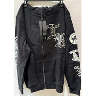 TRUE RELIGION 109440C MENS XL JET BLACK PROPERTY OF NONE ZIP HOODIE
