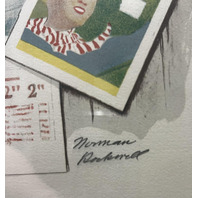 NORMAN ROCKWELL "TICKET SELLER" HAND SIGNED ORIGINAL LITHOGRAPH A/P WITH FRAME