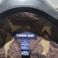 LANDS END 513428 MEN'S SIENNA BROWN CAMO FLAGSHIP FLANNEL LARGE