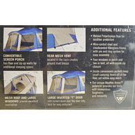 WENZEL 36424B KLONDIKE 8 PERSON CABIN TENT W/ SCREEN PORCH BLUE