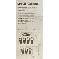 WENZEL 36424B KLONDIKE 8 PERSON CABIN TENT W/ SCREEN PORCH BLUE