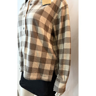 FAHERTY WOMEN'S LEGEND SWEATER CLASSIC POPOVER SZ LARGE L BROWN OAT WKF2539 NWT