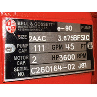 BELL & GOSSETT SERIES E-90 2AAC 3.875BFSIC 111GPM 45FT 2HP 3600RPM IN-LINE PUMP