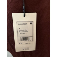 THEORY WOMEN'S MERINO WOOL BASIC TEE OXBLOOD RED SZ MEDIUM M MSRP $215 O0711710